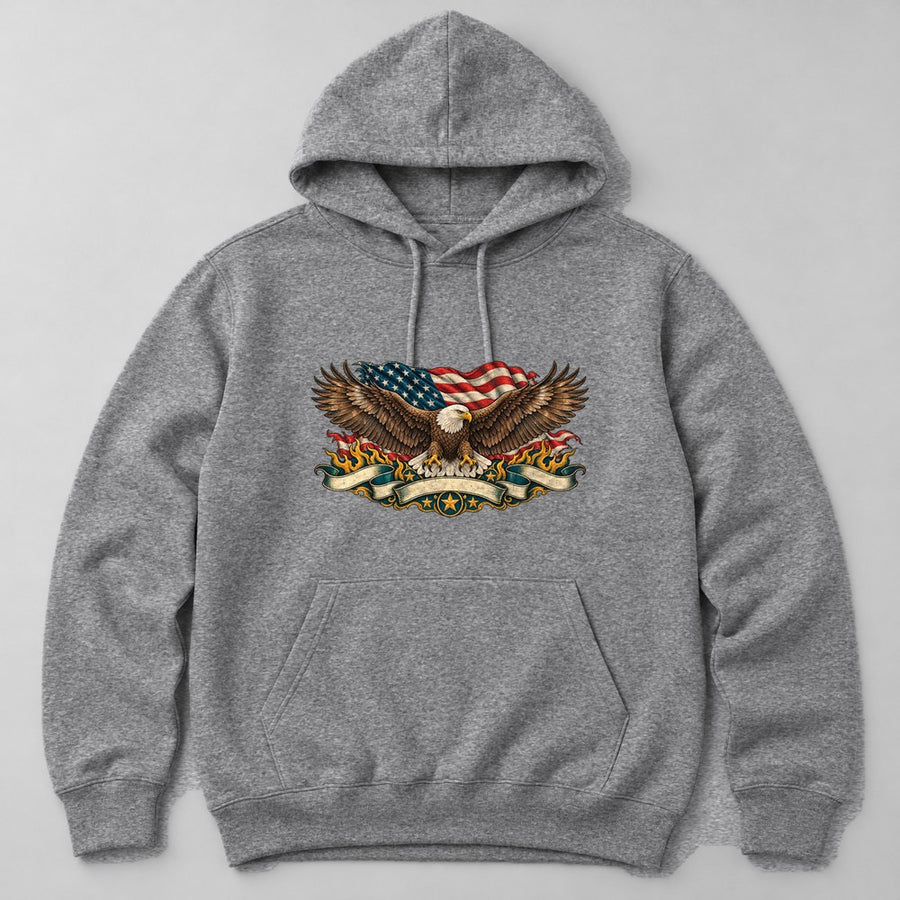 Eagle Flag Hoodie in Heather Grey