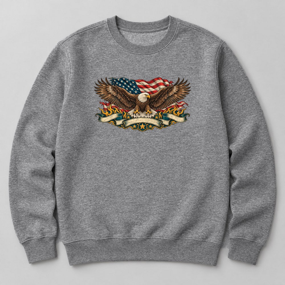 Eagle Flag Sweatshirt in Heather Grey