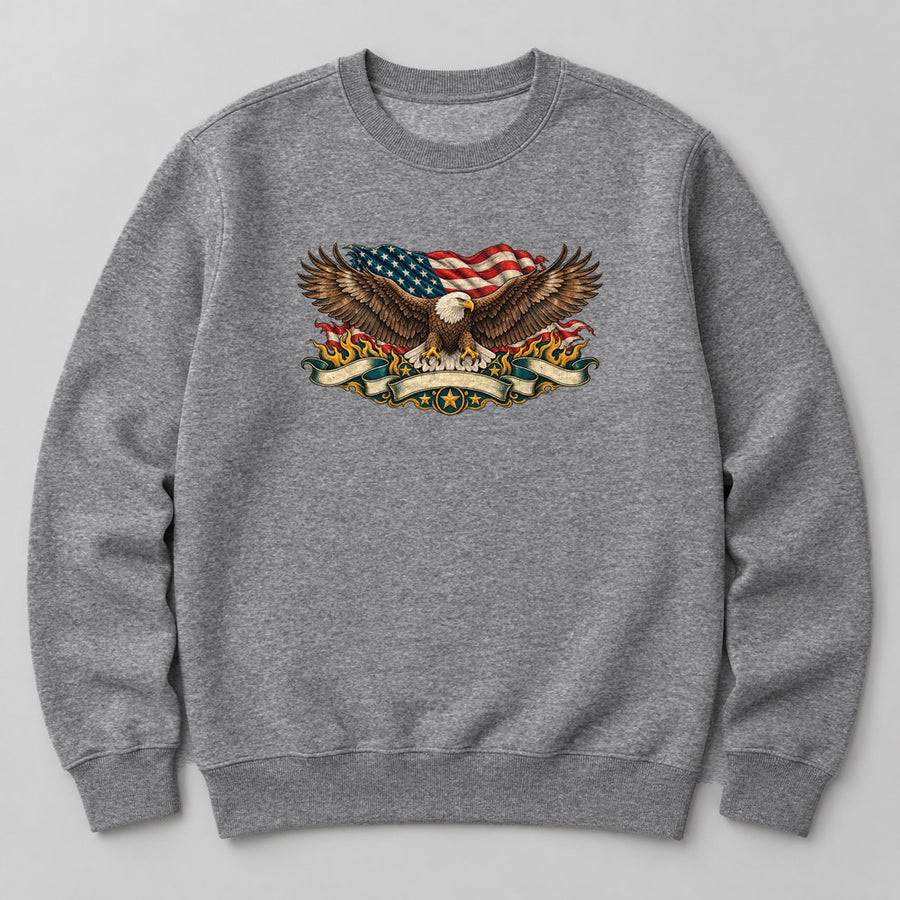 Eagle Flag Sweatshirt in Heather Grey