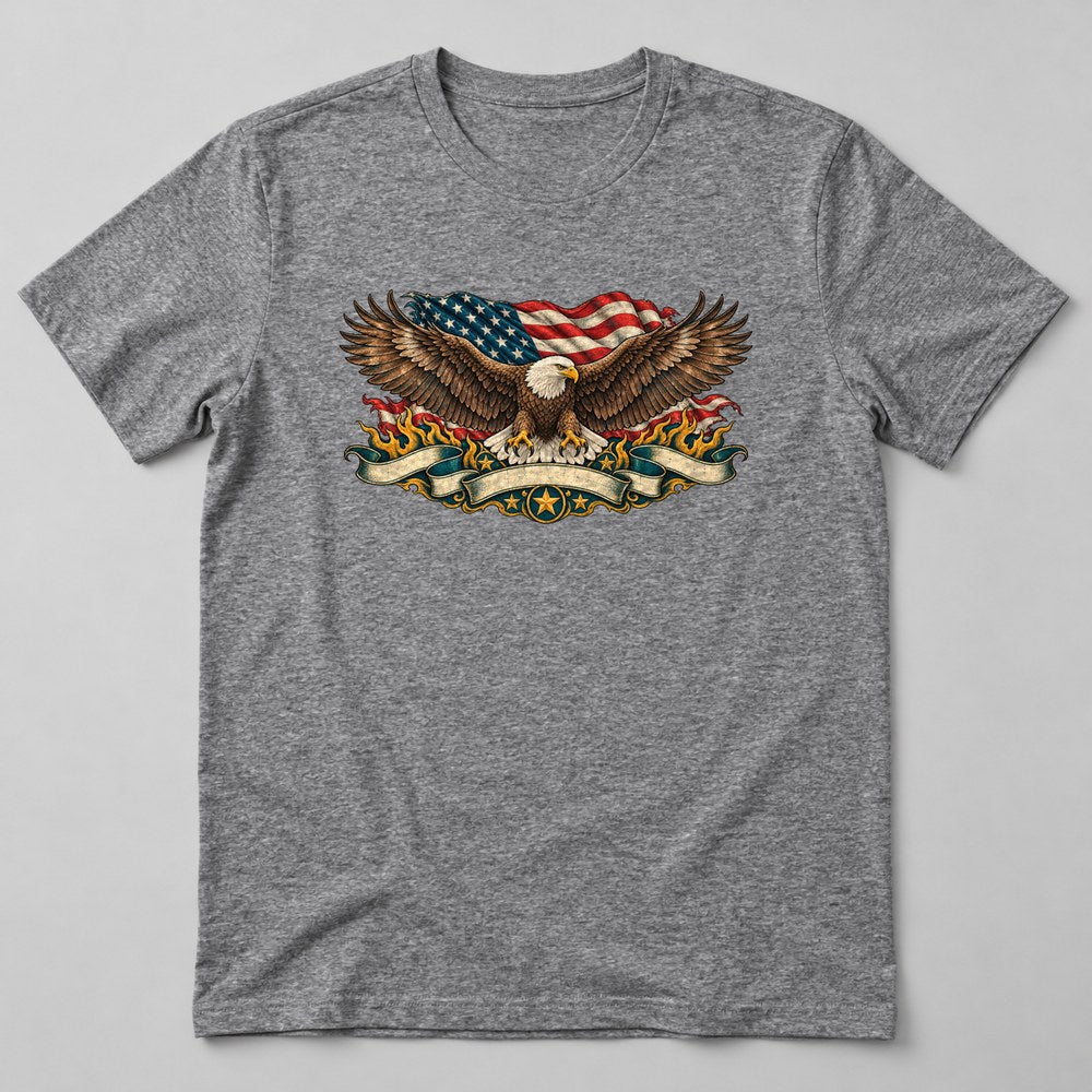 Eagle Flag T-Shirt in Heather Grey