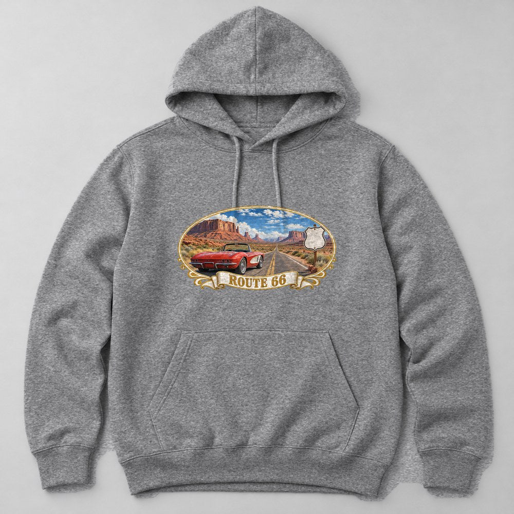 Route 66 Hoodie in Heather Grey