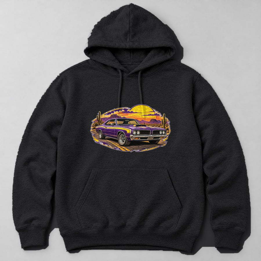 Muscle Car Sunset Hoodie in Black