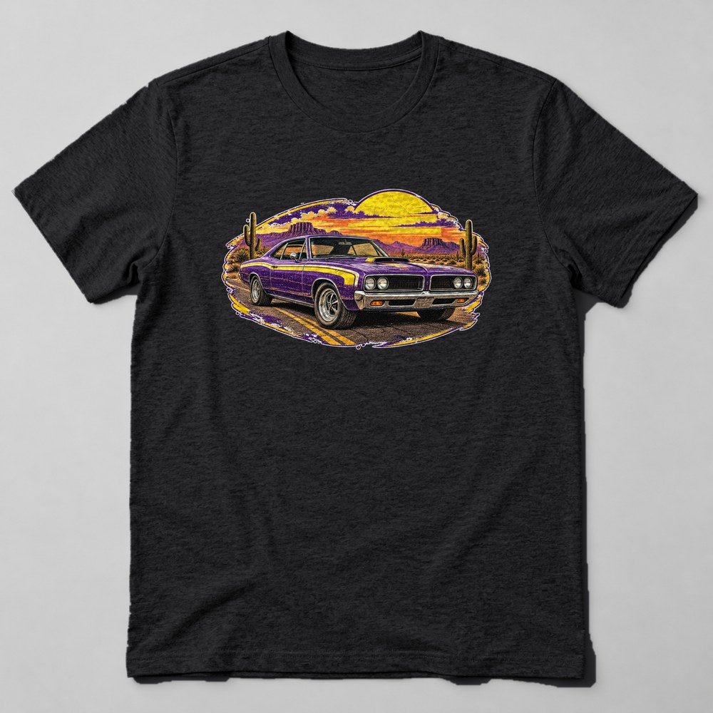 Muscle Car Sunset T-Shirt in Black