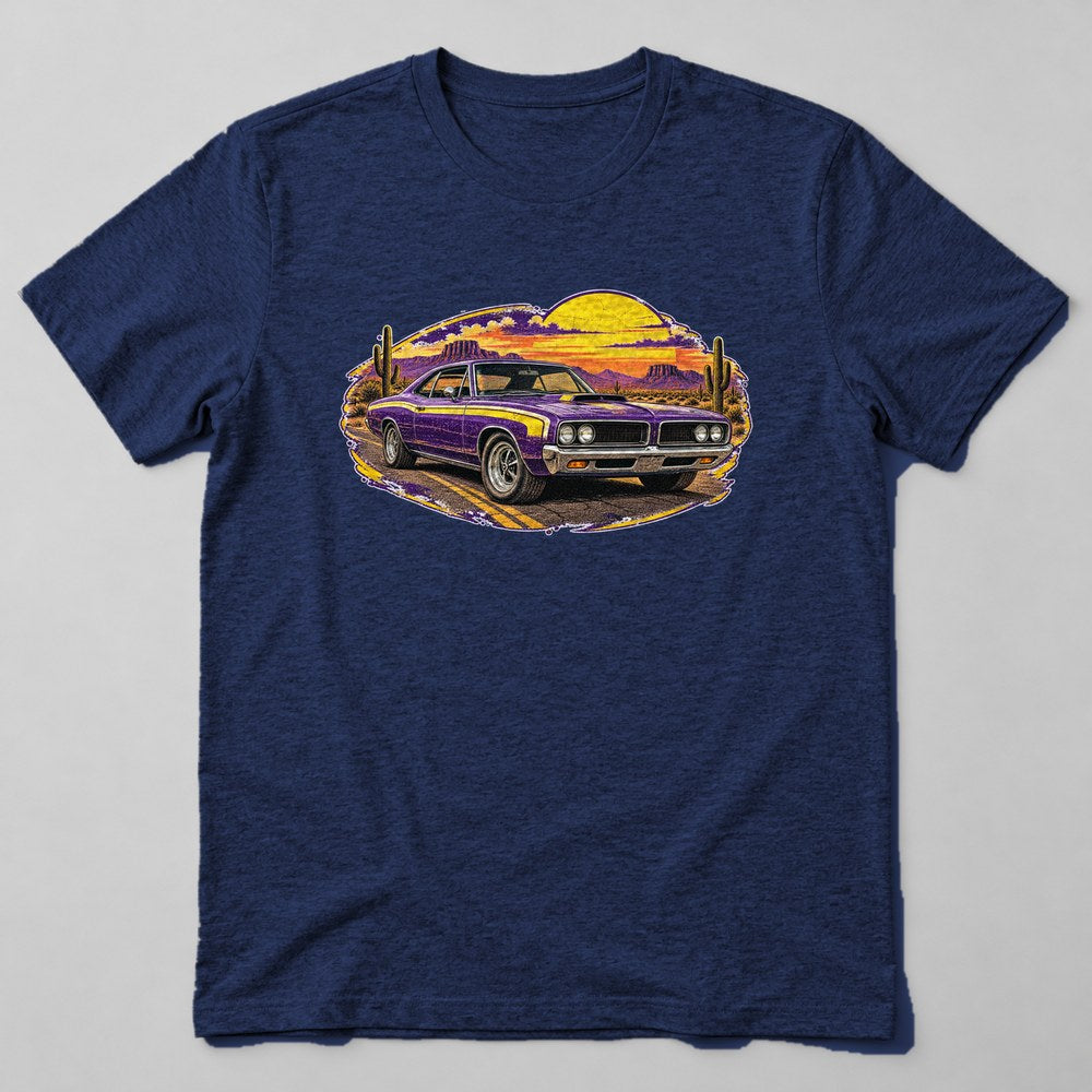Muscle Car Sunset T-Shirt in Navy