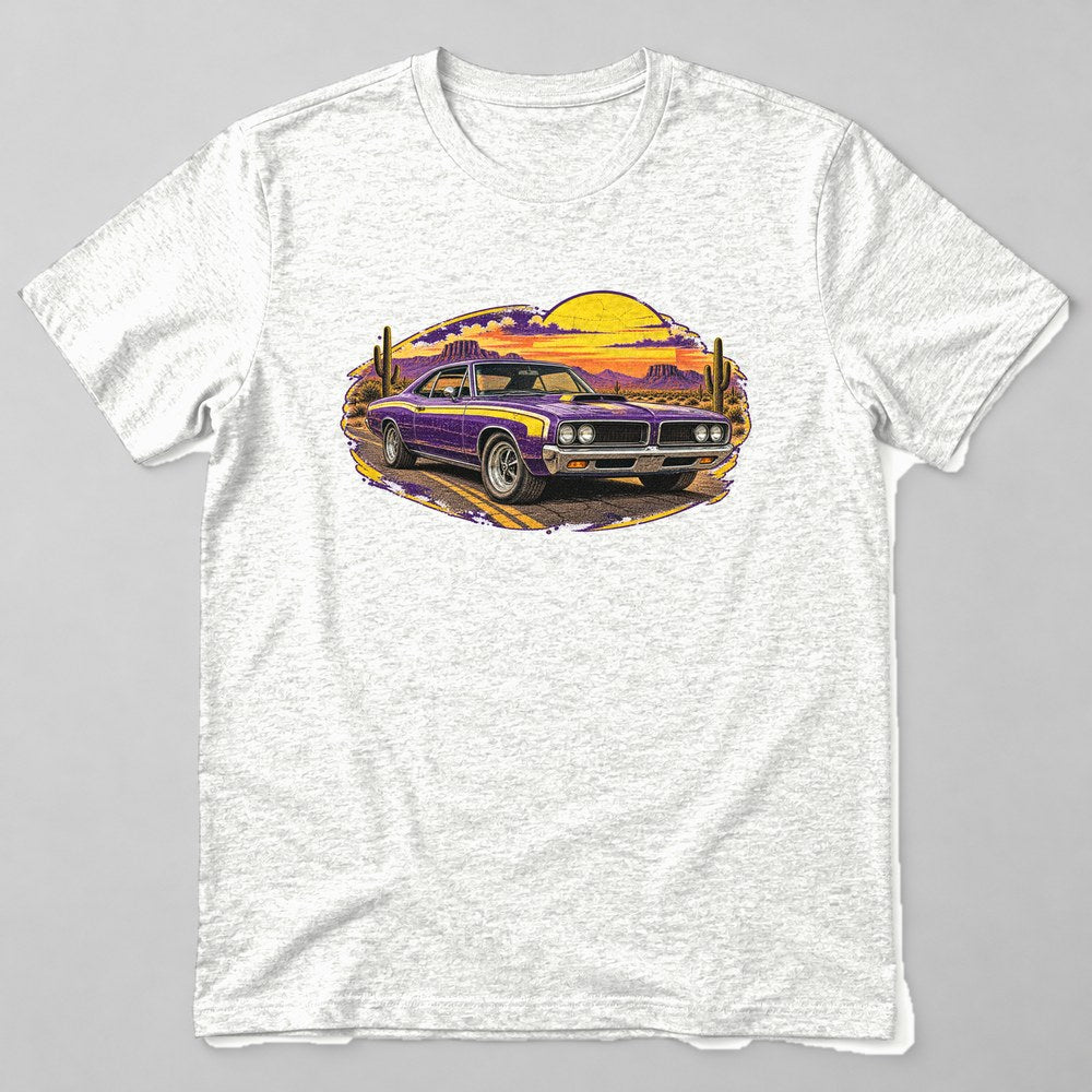 Muscle Car Sunset T-Shirt in White