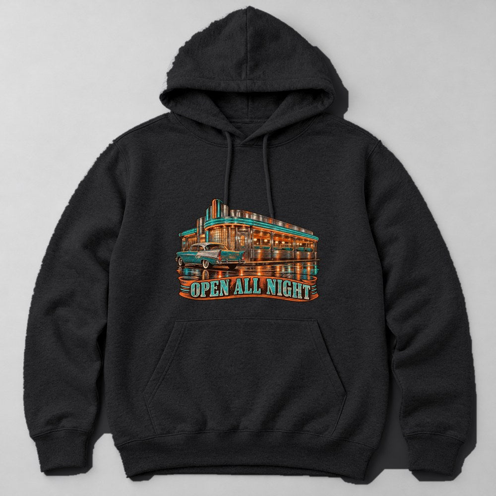 Open All Night Hoodie in Black