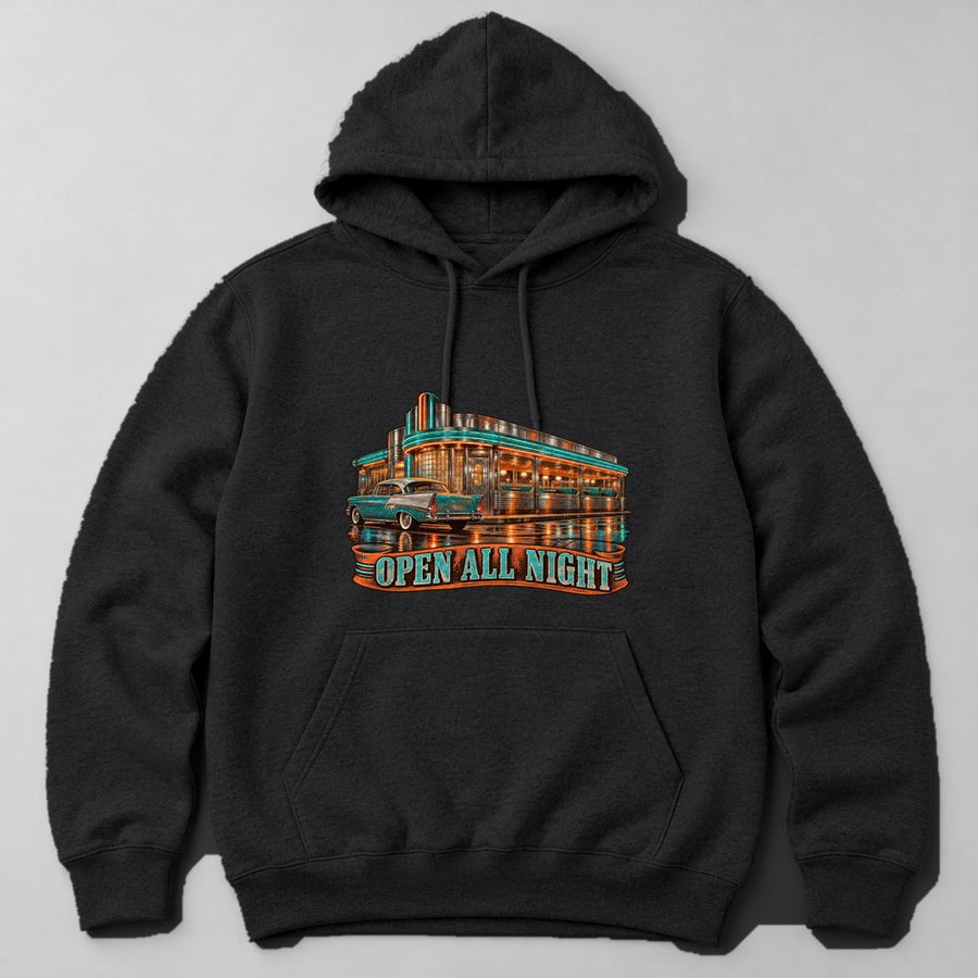 Open All Night Hoodie in Black