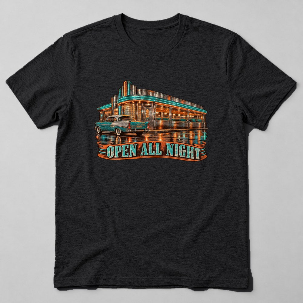 Open All Night T-Shirt in Black