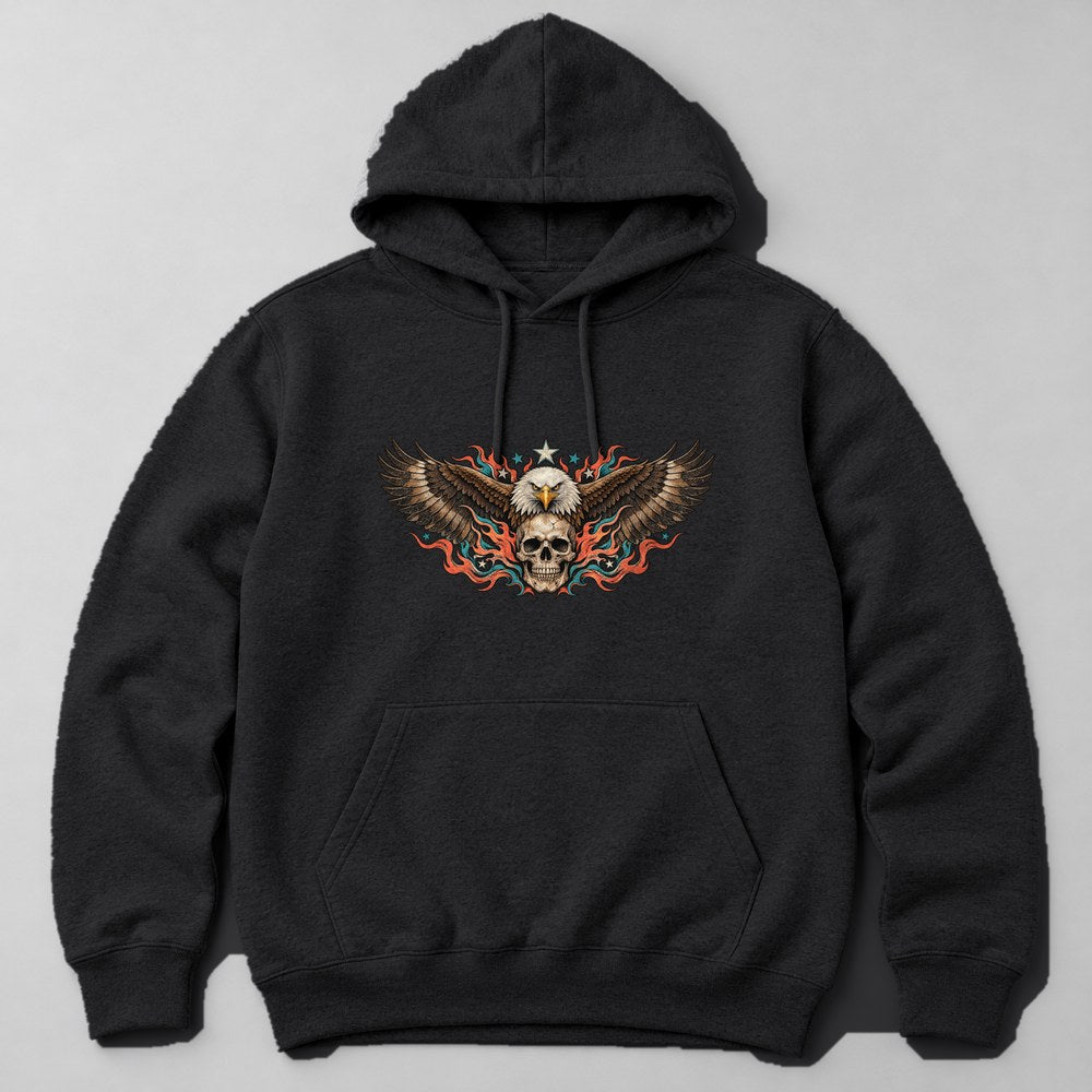 Biker Eagle Skull Hoodie in Black