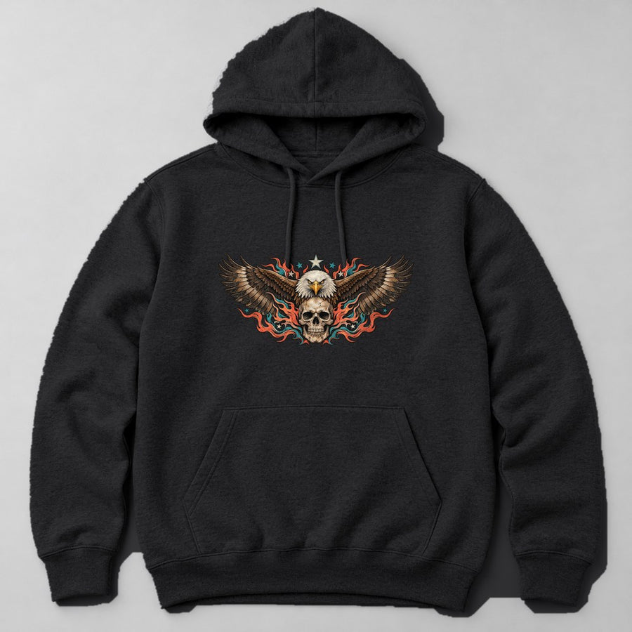 Biker Eagle Skull Hoodie in Black