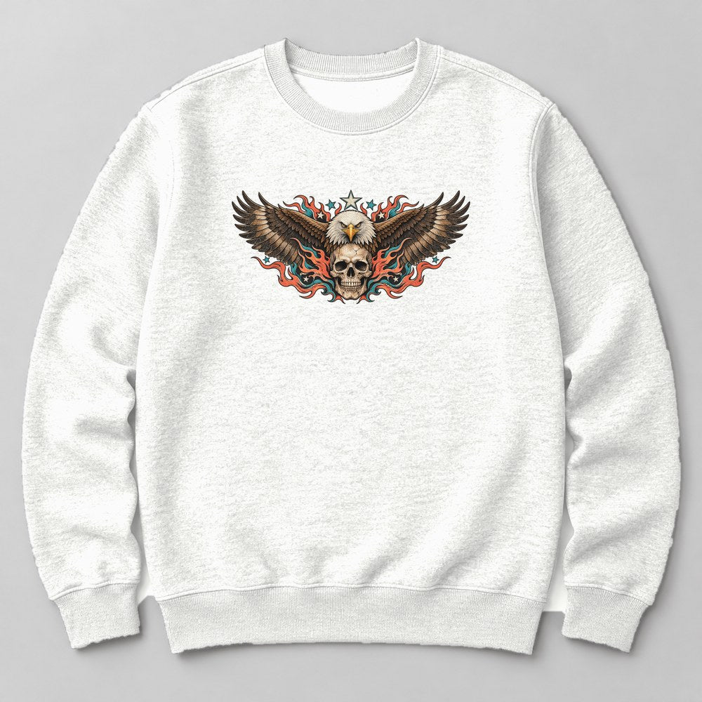 Biker Eagle Skull Sweatshirt in White