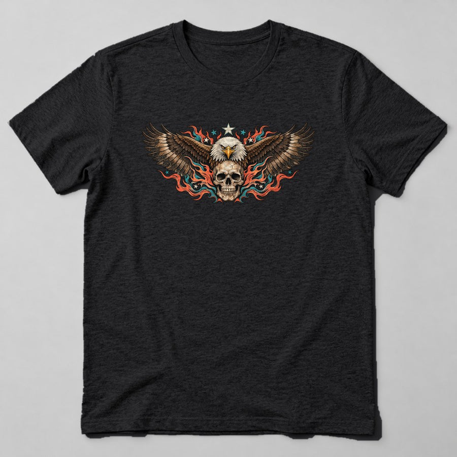Biker Eagle Skull T-Shirt in Black