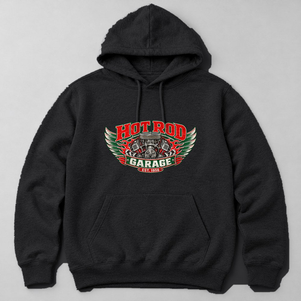 Hot Rod Garage Est. 1956 Hoodie in Black