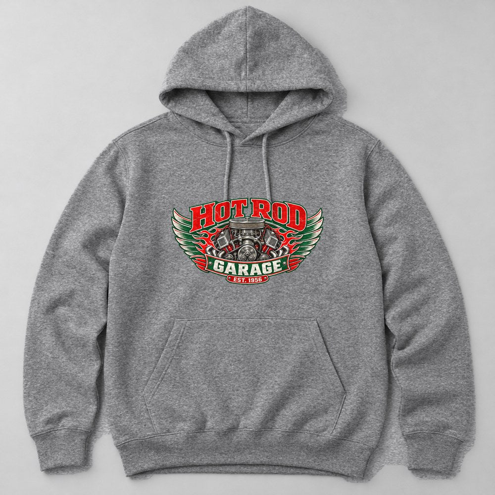 Hot Rod Garage Est. 1956 Hoodie in Heather Grey