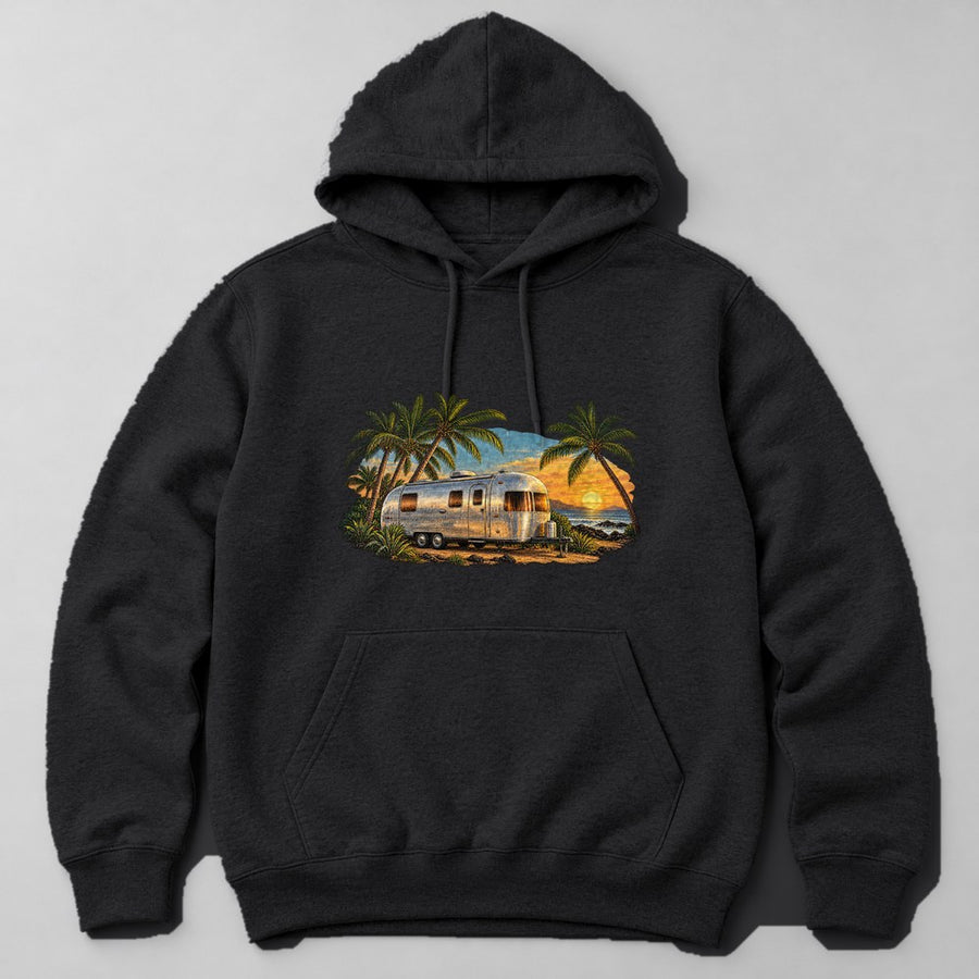 Vintage Trailer Hoodie in Black