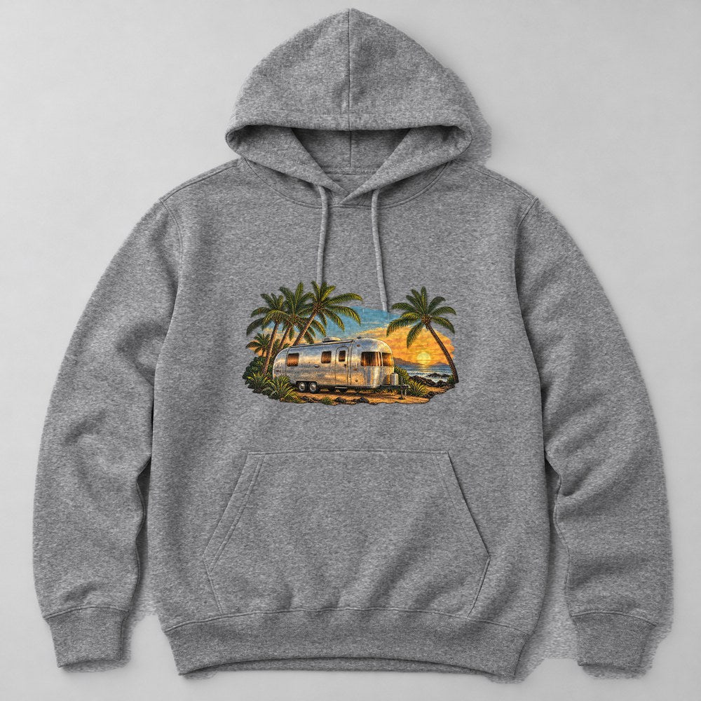 Vintage Trailer Hoodie in Heather Grey