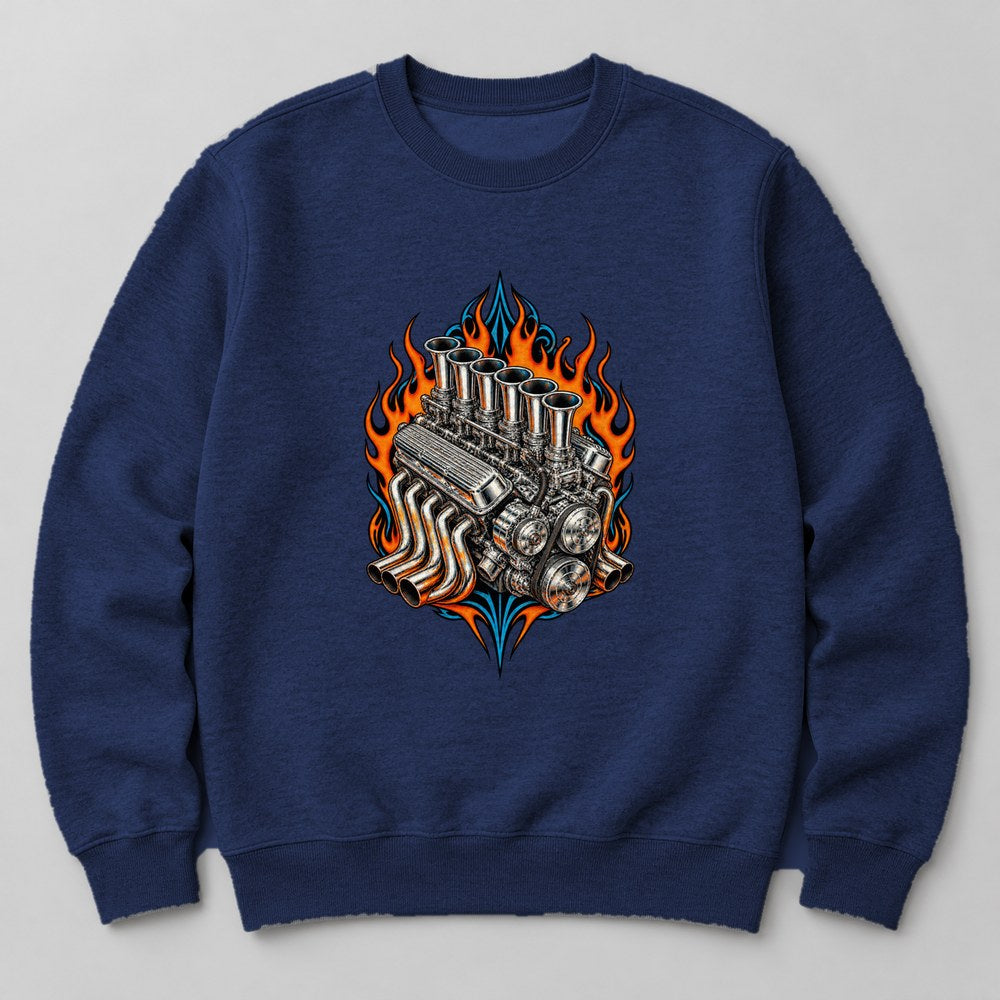 Hot Rod Engine Sweatshirt in Navy