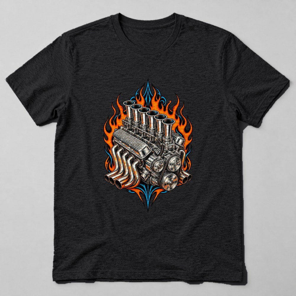 Hot Rod Engine T-Shirt in Black