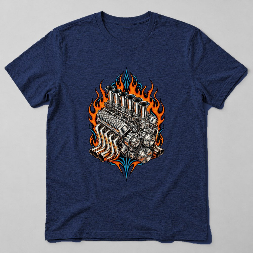 Hot Rod Engine T-Shirt in Navy