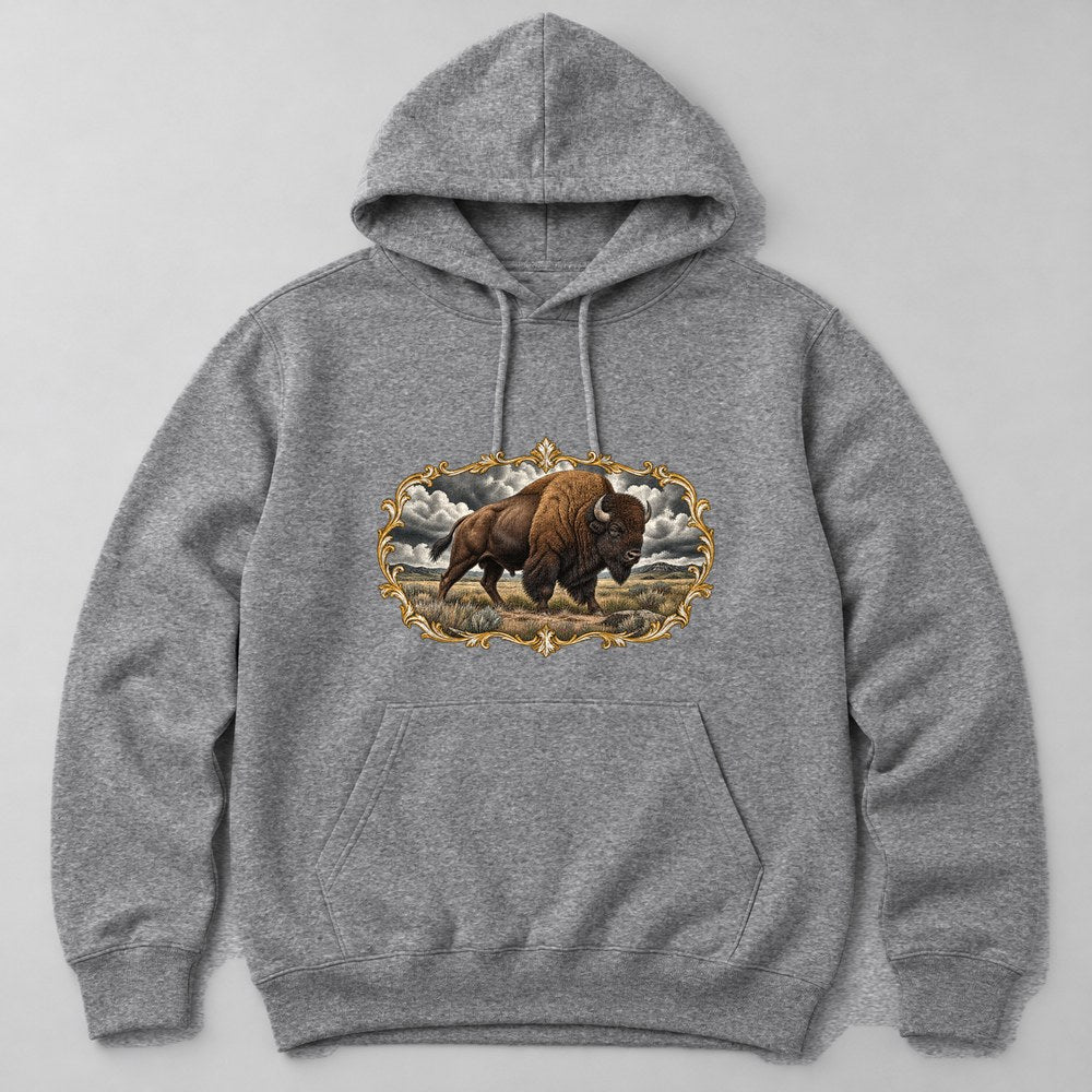 Bison Plains Hoodie in Heather Grey