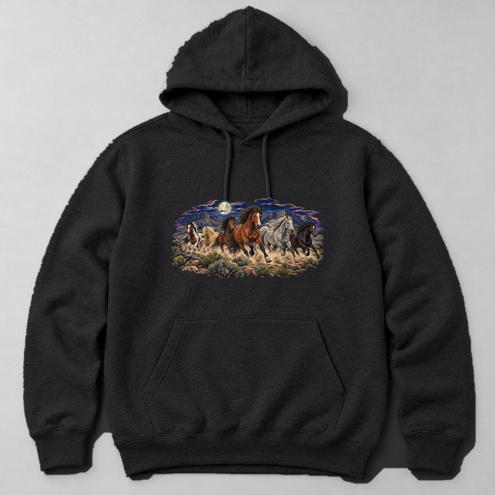 Mustang Horses Hoodie in Black