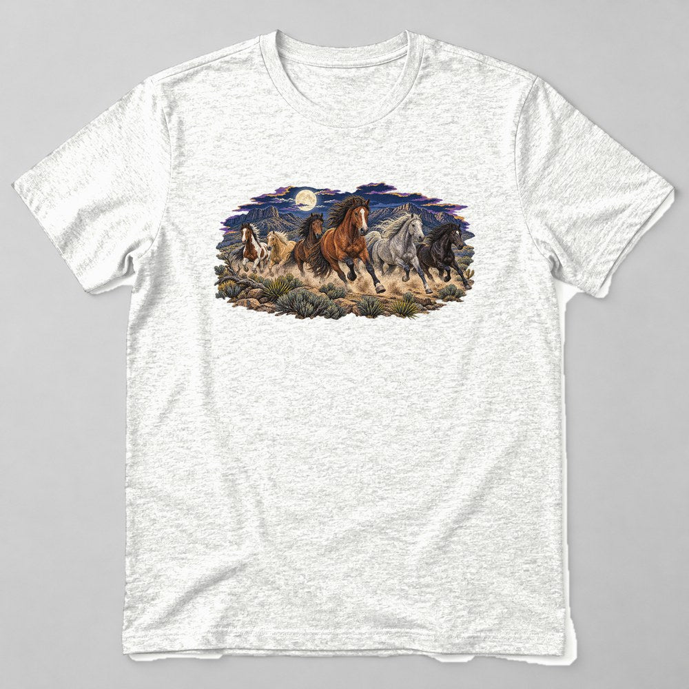 Mustang Horses T-Shirt in White