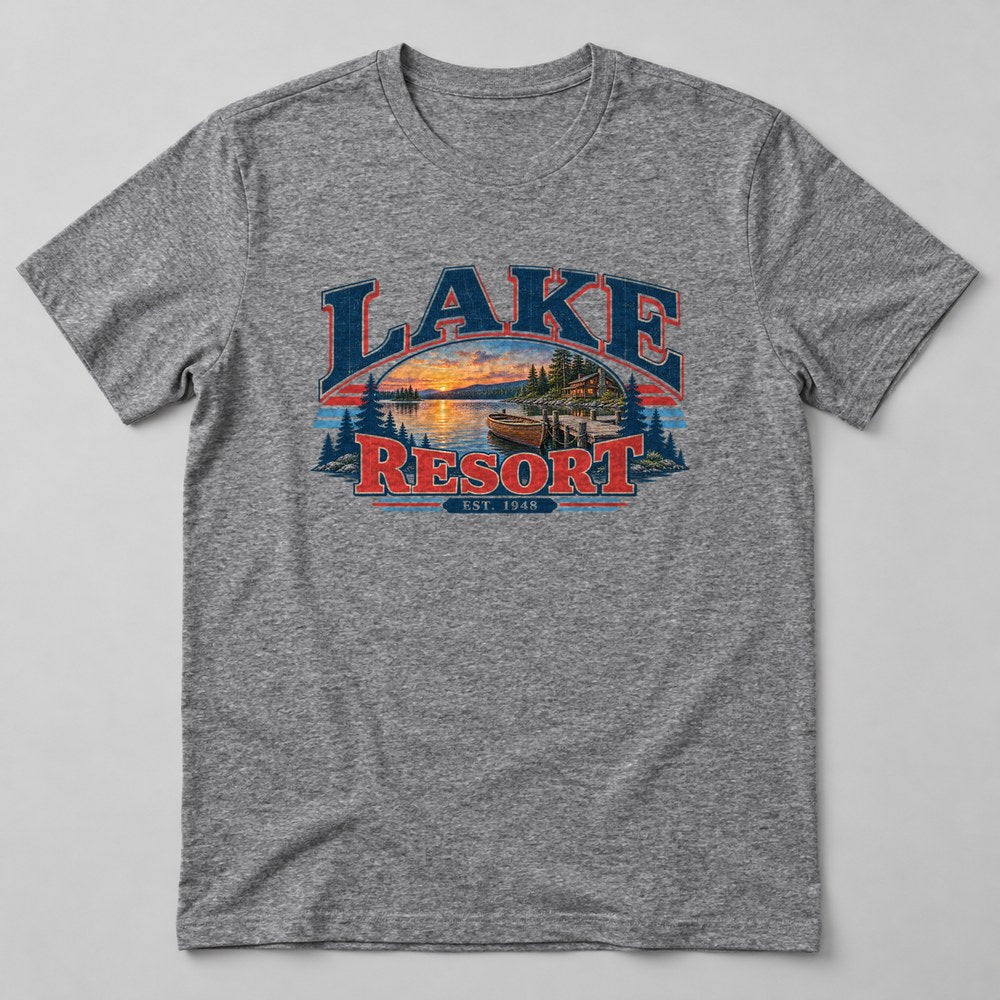 Lake Resort Est. 1948 T-Shirt in Heather Grey