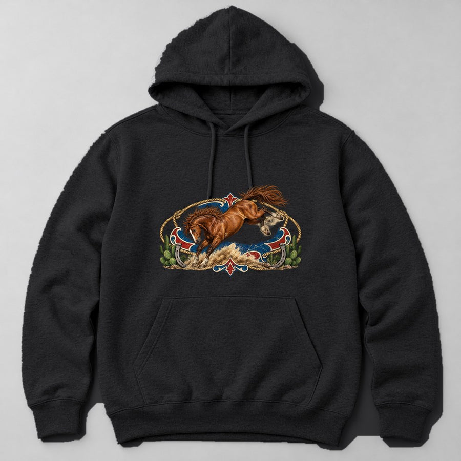 Rodeo Bronco Hoodie in Black