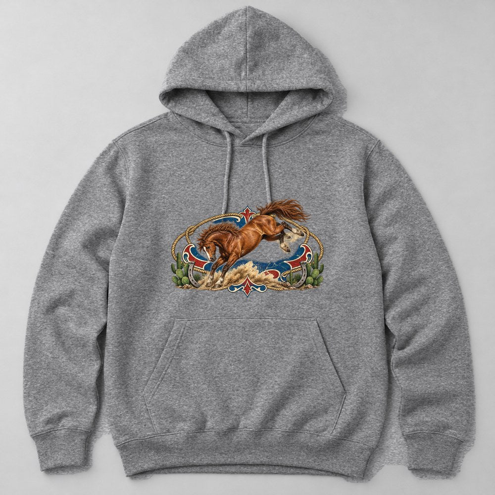 Rodeo Bronco Hoodie in Heather Grey