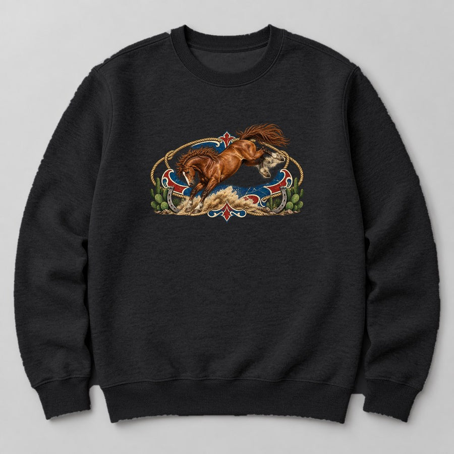 Rodeo Bronco Sweatshirt in Black