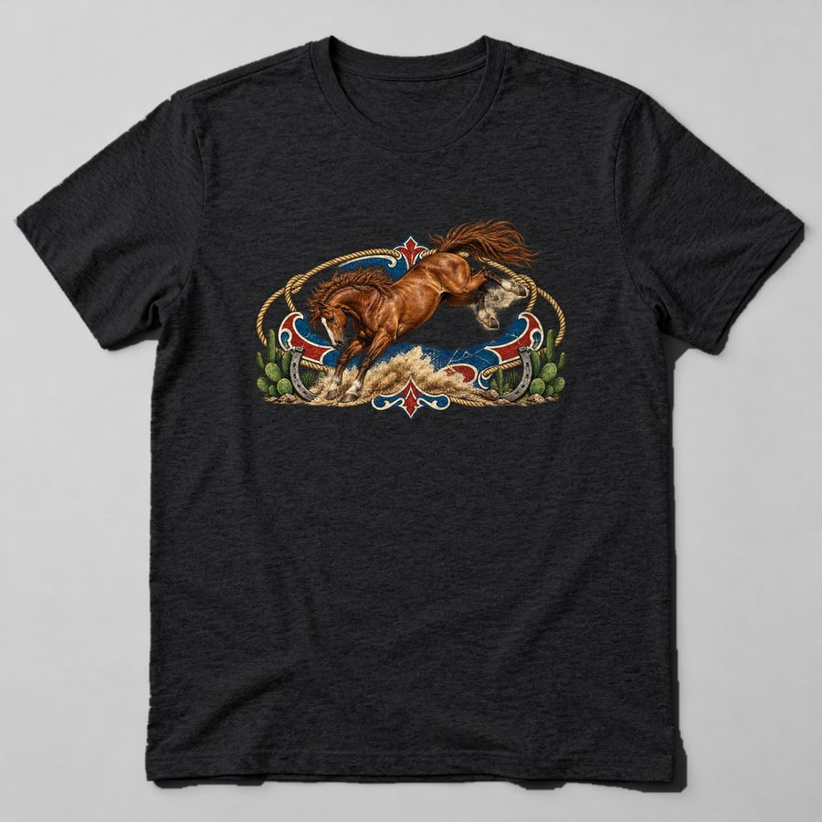 Rodeo Bronco T-Shirt in Black