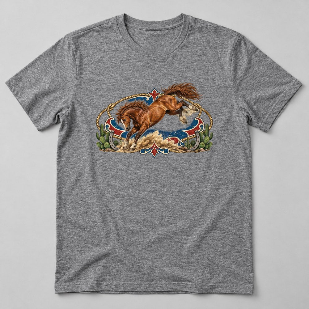Rodeo Bronco T-Shirt in Heather Grey