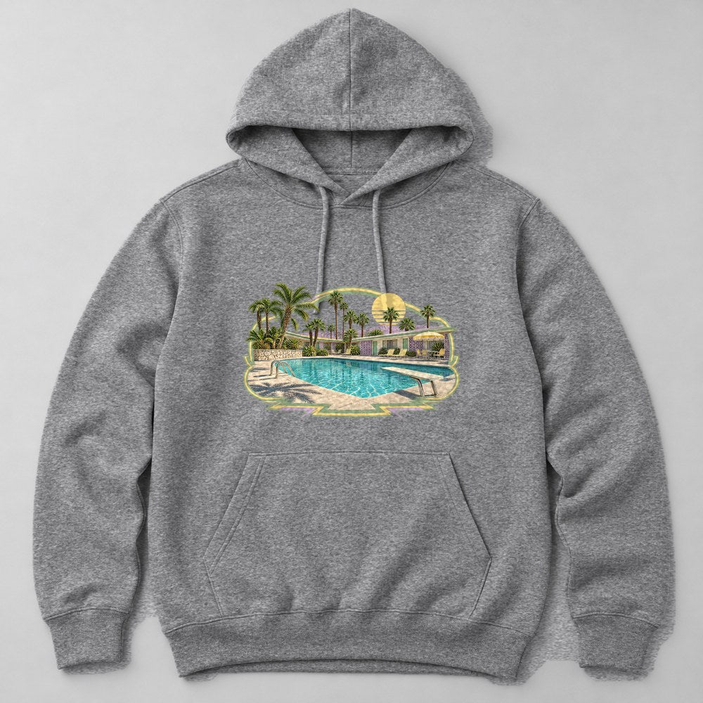 Desert Motel Pool Hoodie in Heather Grey