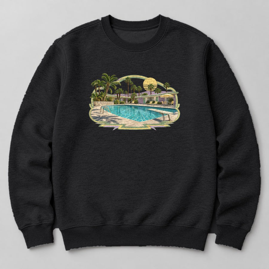 Desert Motel Pool Sweatshirt in Black