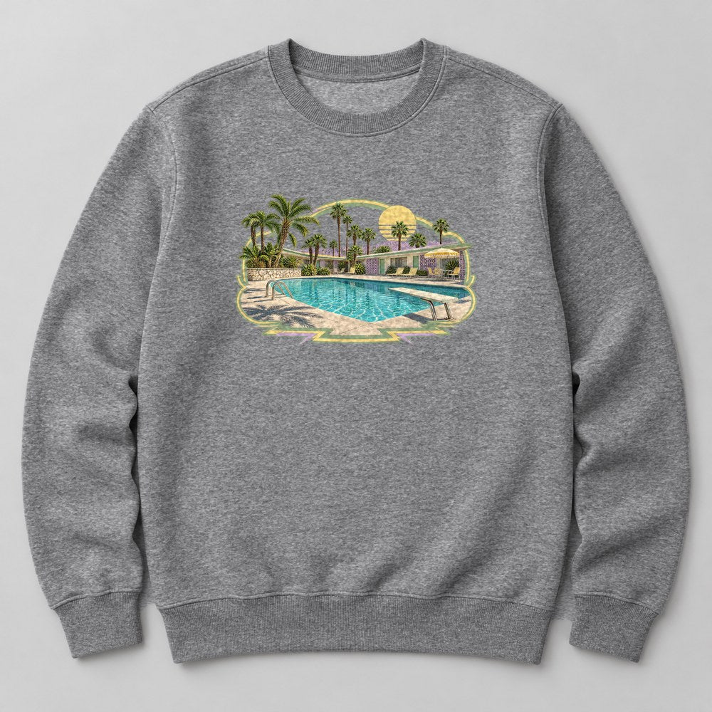 Desert Motel Pool Sweatshirt in Heather Grey