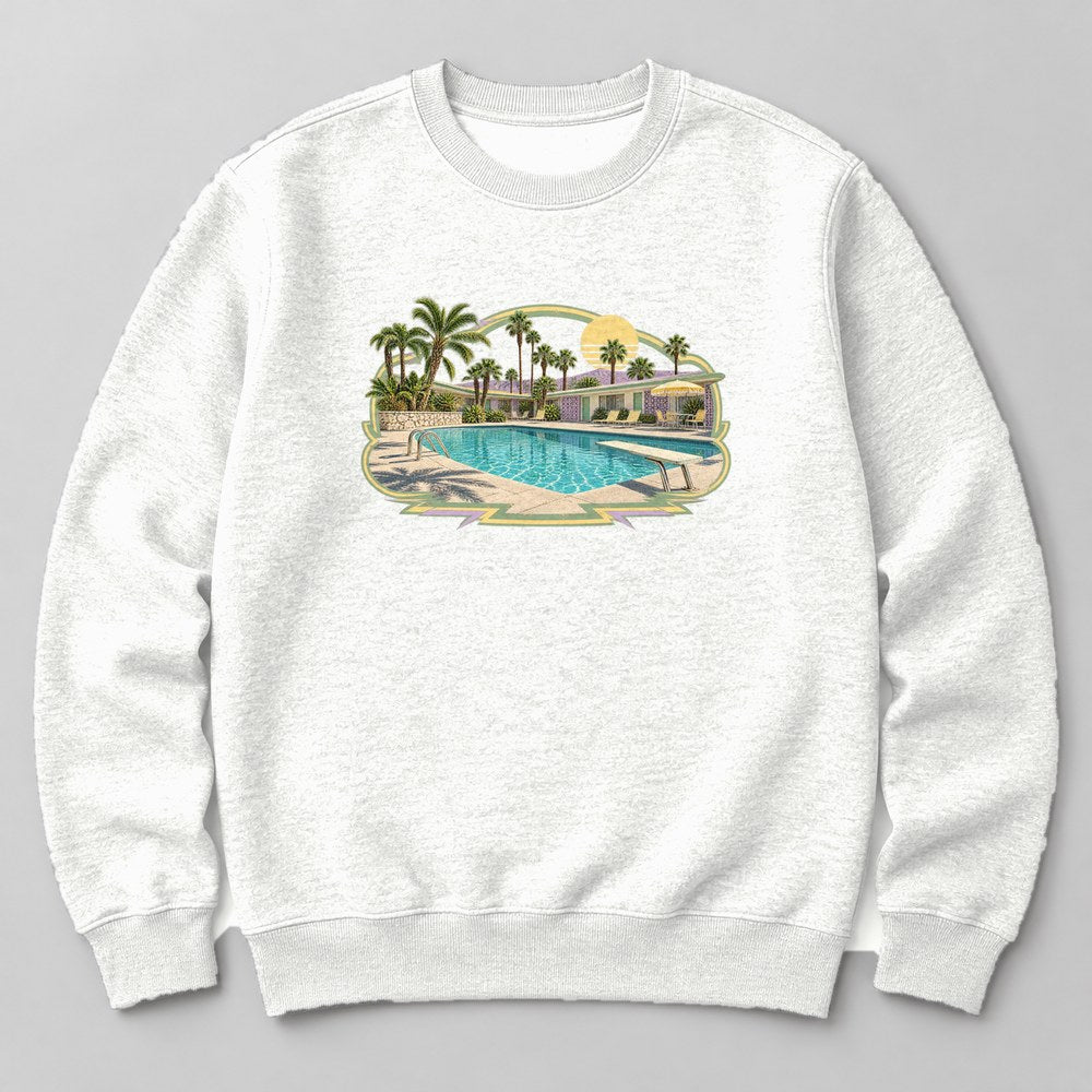 Desert Motel Pool Sweatshirt in White