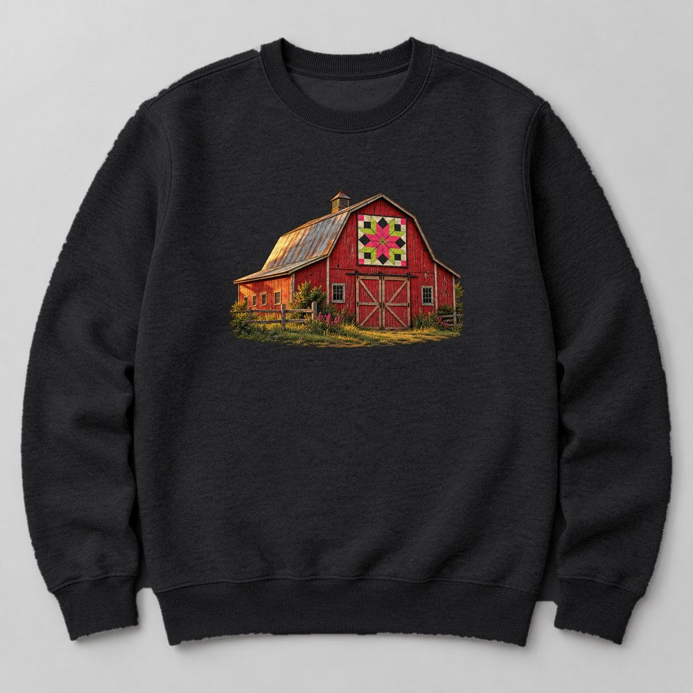 Old Barn Quilt Sweatshirt in Black
