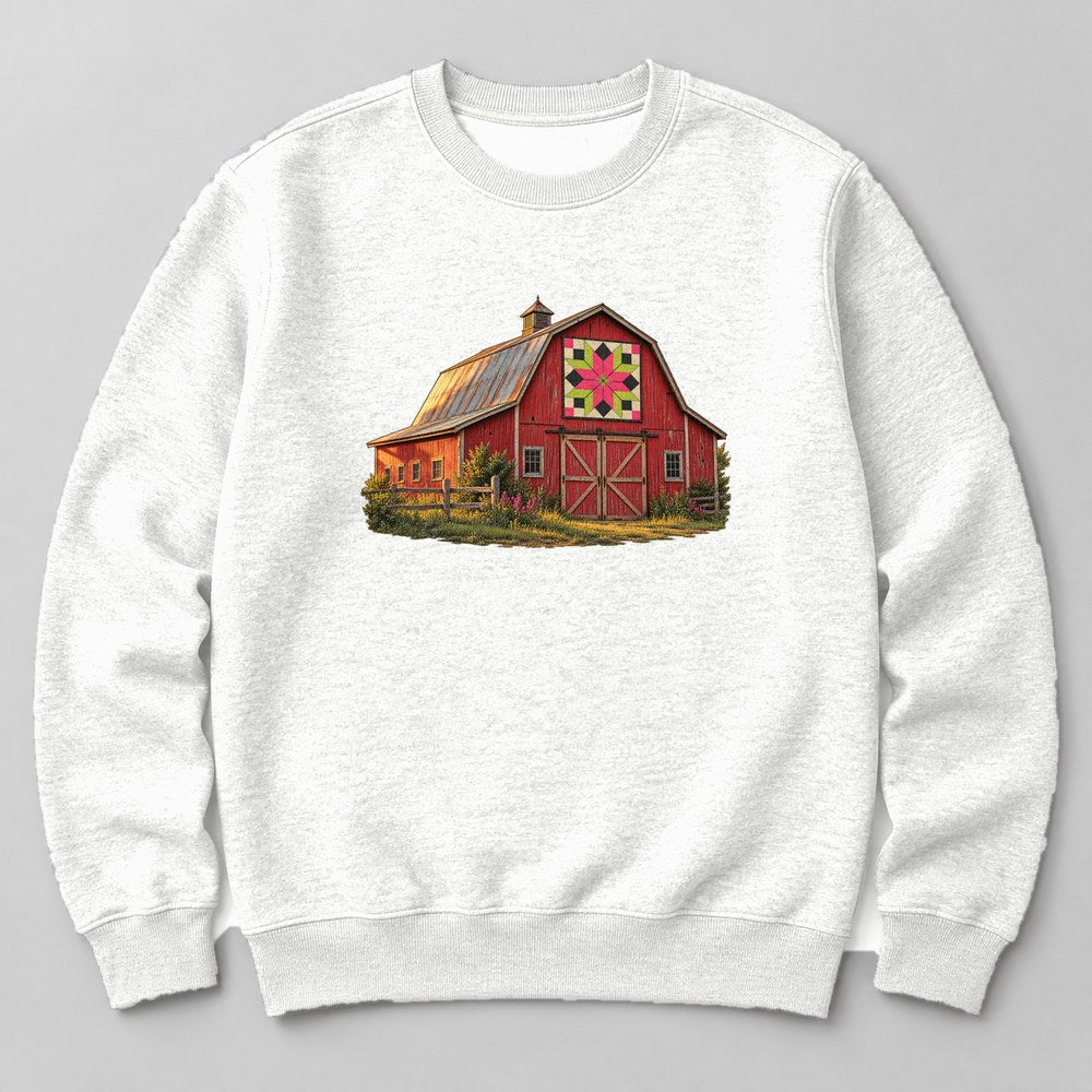 Old Barn Quilt Sweatshirt in White