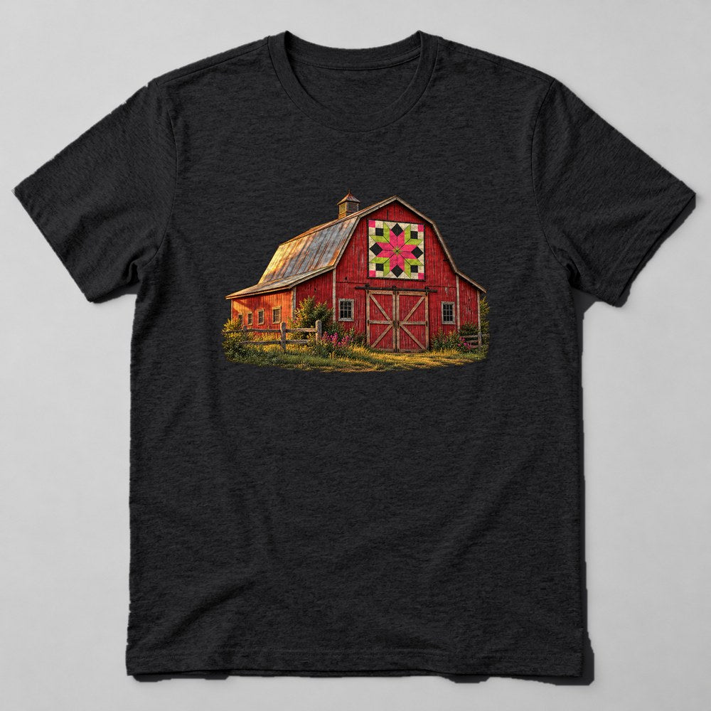 Old Barn Quilt T-Shirt in Black