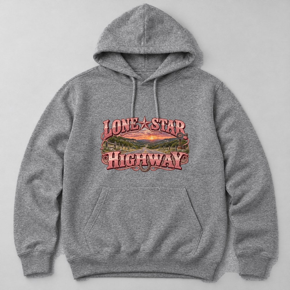 Lone Star Highway Hoodie in Heather Grey