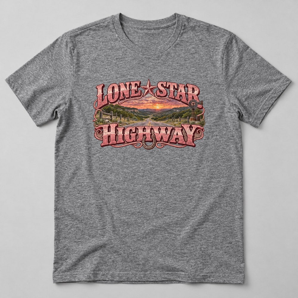 Lone Star Highway T-Shirt in Heather Grey