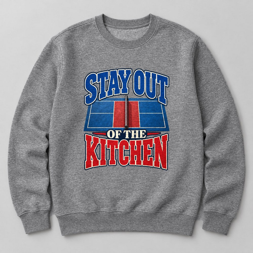 Stay Out of the Kitchen Sweatshirt in Heather Grey