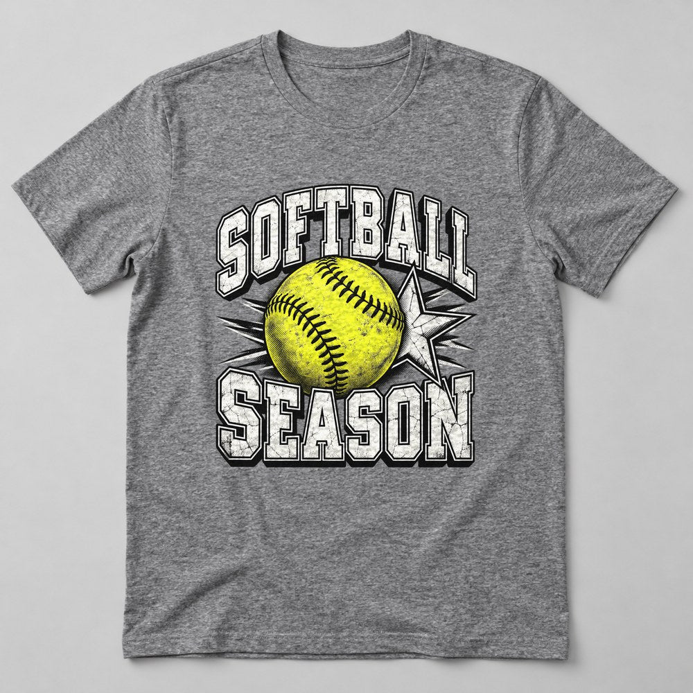 Softball Season T-Shirt in Heather Grey