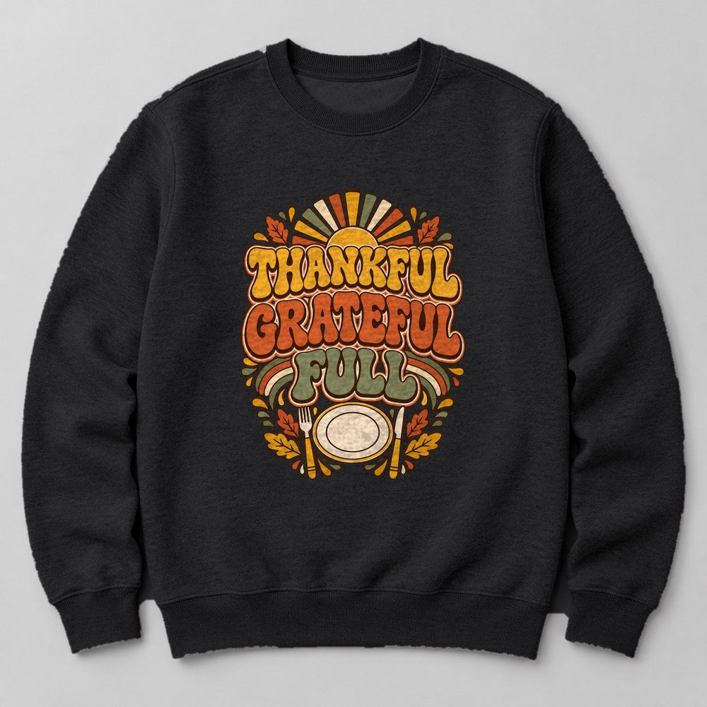 Thankful Grateful Full Sweatshirt in Black