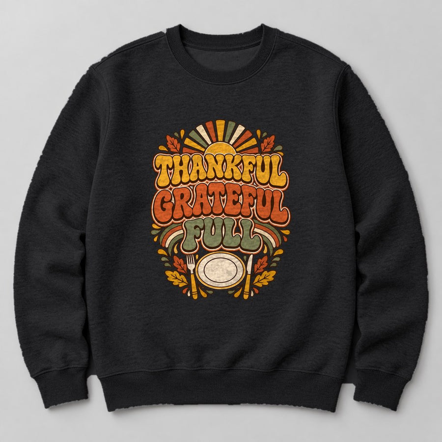 Thankful Grateful Full Sweatshirt in Black