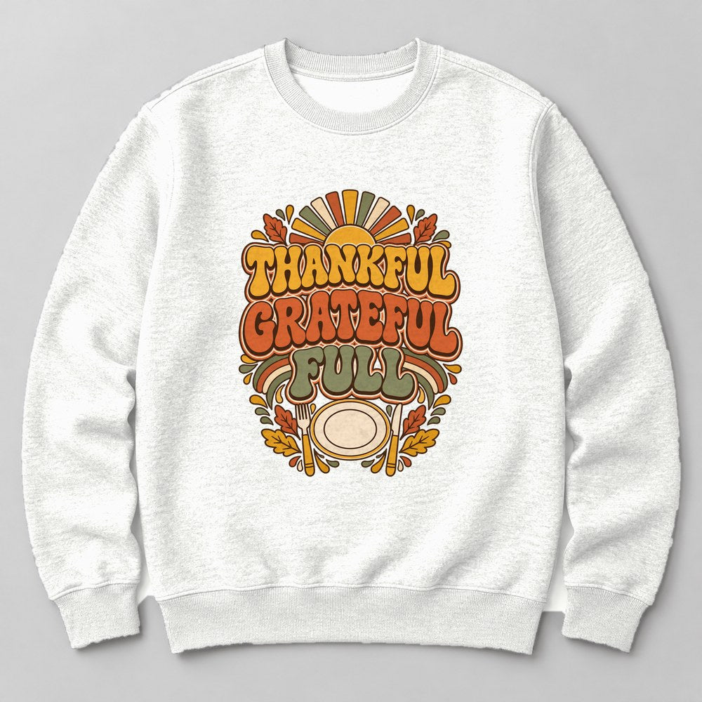 Thankful Grateful Full Sweatshirt in White
