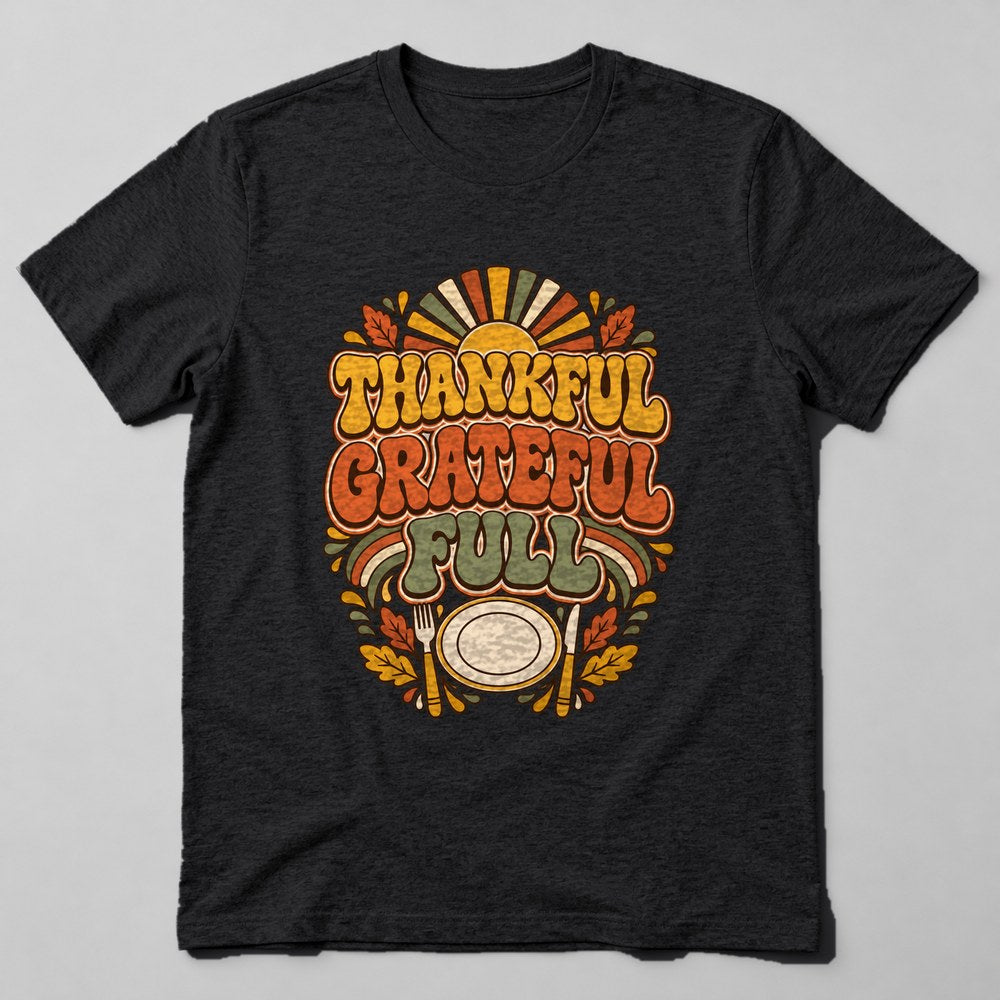 Thankful Grateful Full T-Shirt in Black