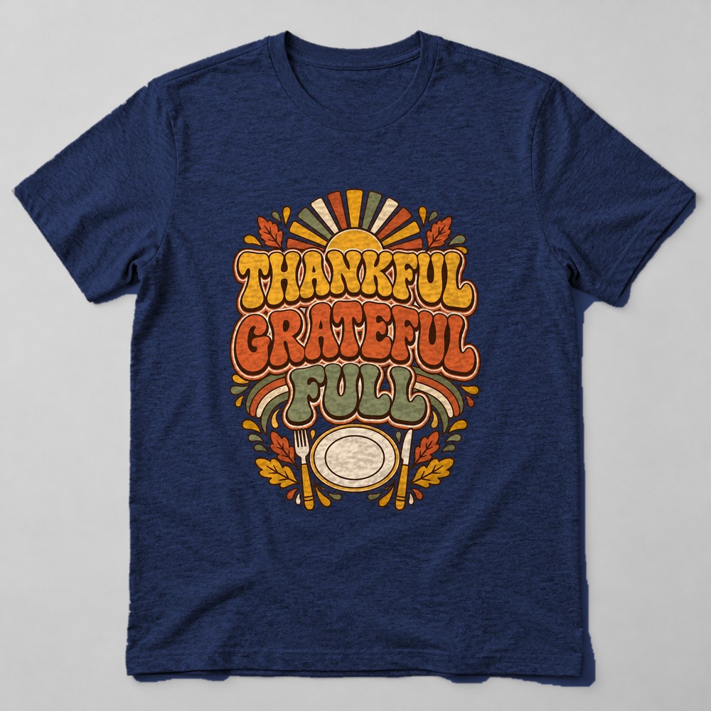 Thankful Grateful Full T-Shirt in Navy