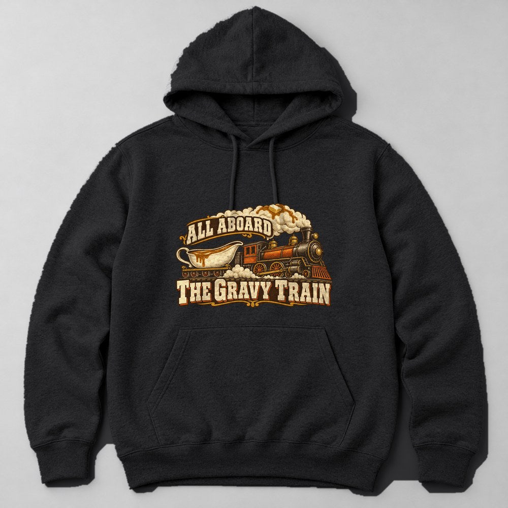 All Aboard the Gravy Train Hoodie in Black