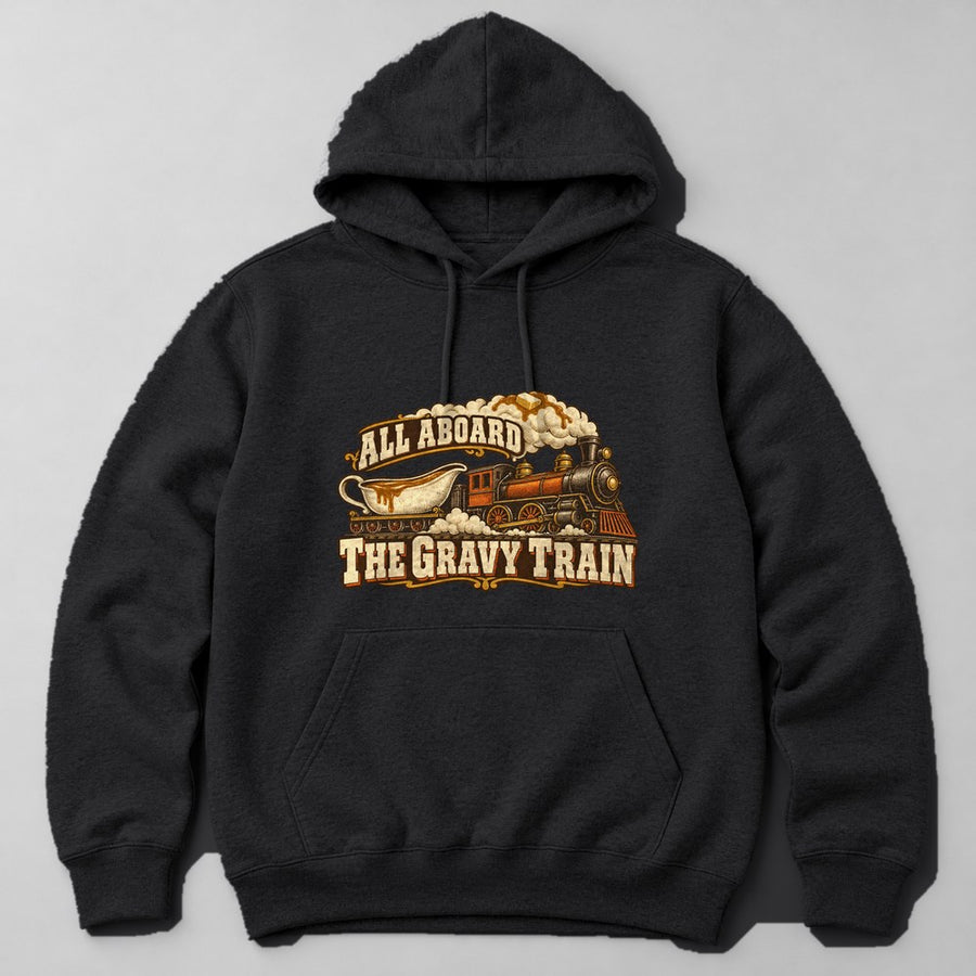 All Aboard the Gravy Train Hoodie in Black